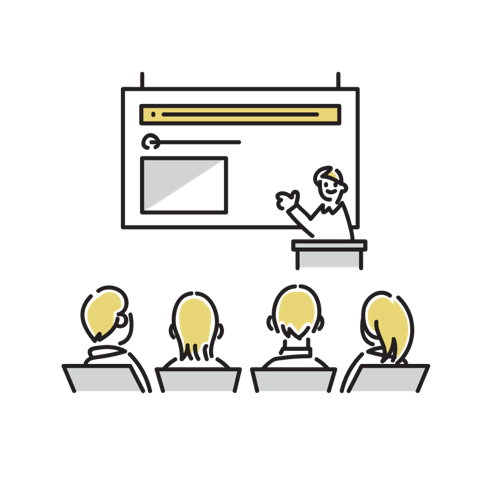 小さな成果を社内で共有するイラスト