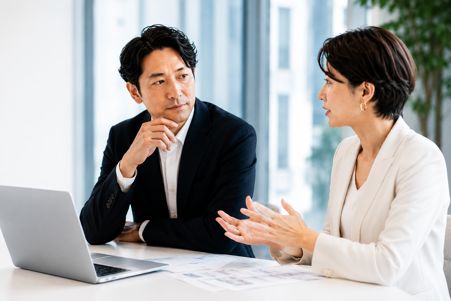 経営者と講師によるマンツーマンの打ち合わせ